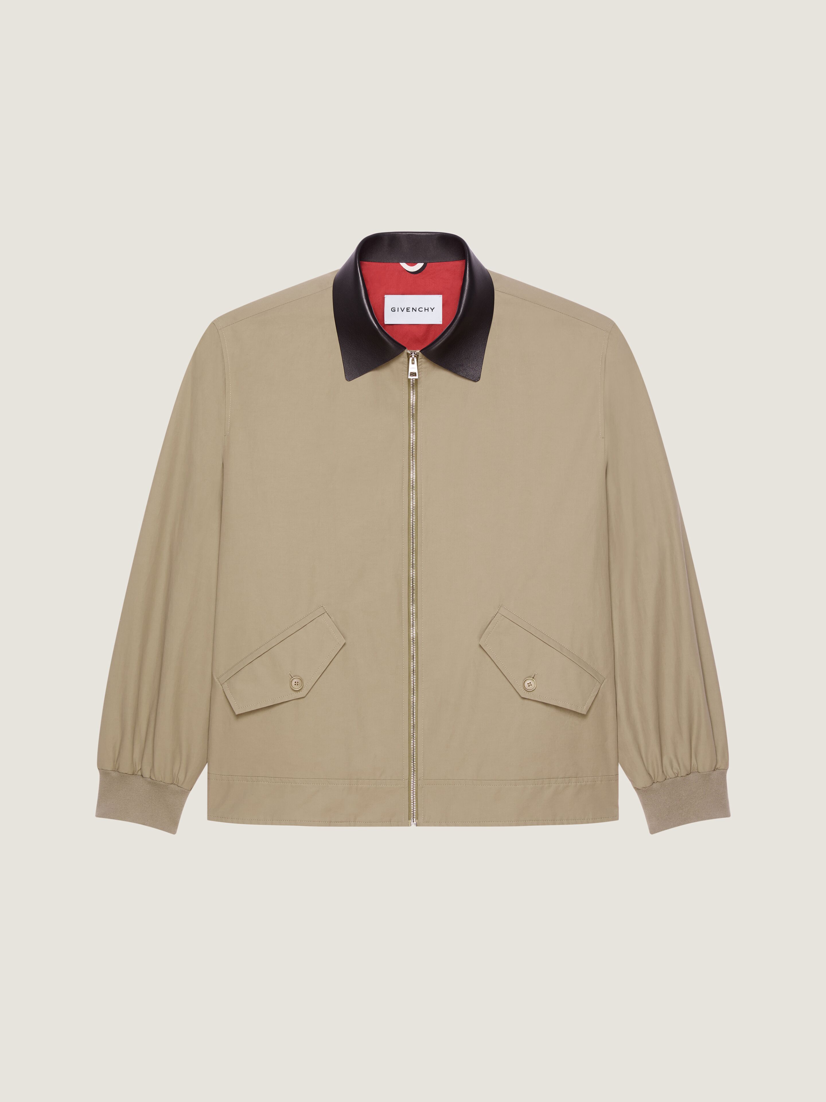 Harrington in cotton with leather details